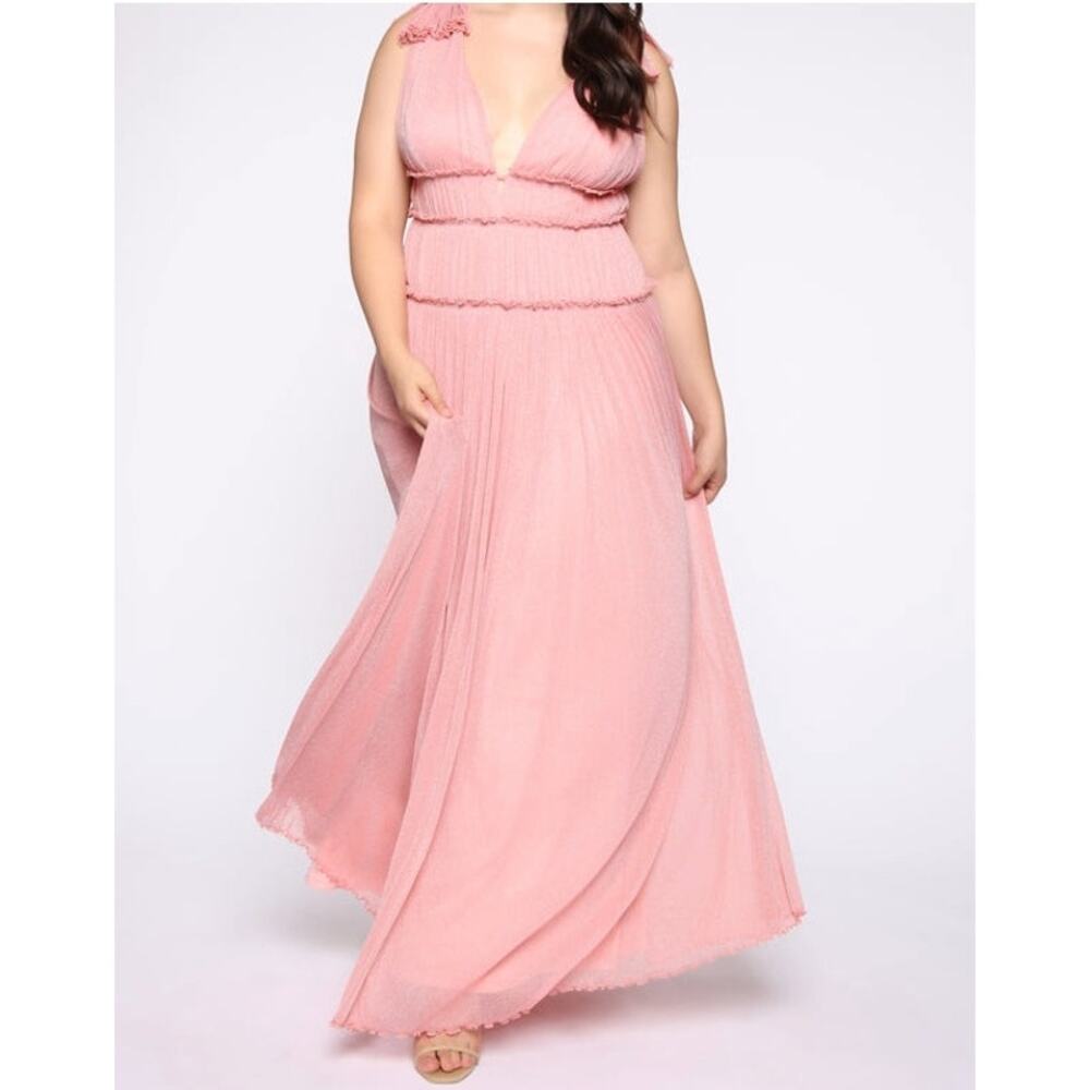 Fashion Nova Miss Your Love Maxi Dress Coral Pink 2X